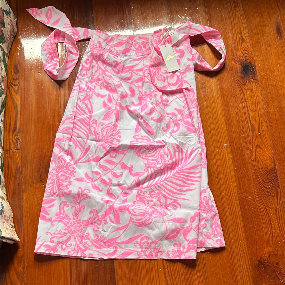 Lilly Pulitzer Pink and White Floral Wrap Dress